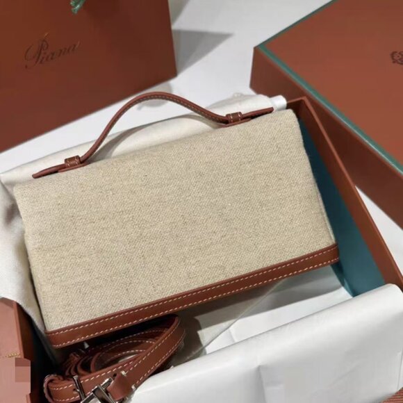 Loro Piana LP19 Canvas and Leather Small Handbag - Picture 2 of 8